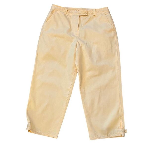 Talbots Pants - Talbots Pale Yellow Cropped Pants with Button Hem Size‎ 12 Petite